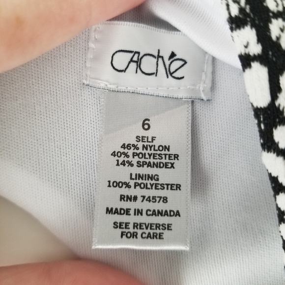 Cache Black/White Speckled Print Sleeveless Stretchy Midi Dress Size 6 - Picture 4 of 12